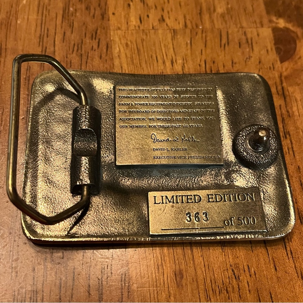Vintage Ohio Farm & Power Equipment Retailers Belt Buckle 1983-1993 Anniversary View 3